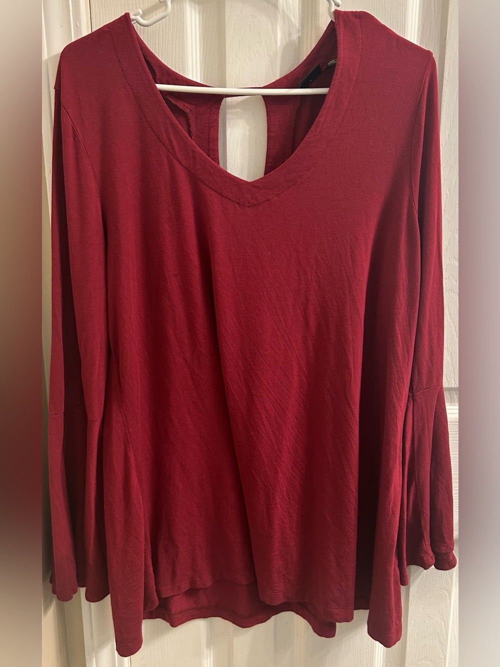 Versona Wine Red V-Neck Long Sleeve Tunic